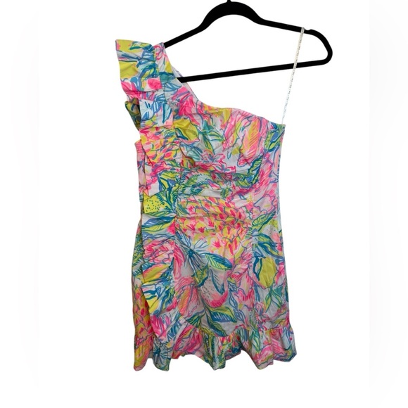 Lilly Pulitzer Tiffani Fiesta Bomba One Shoulder Rouched Dress - Picture 1 of 5